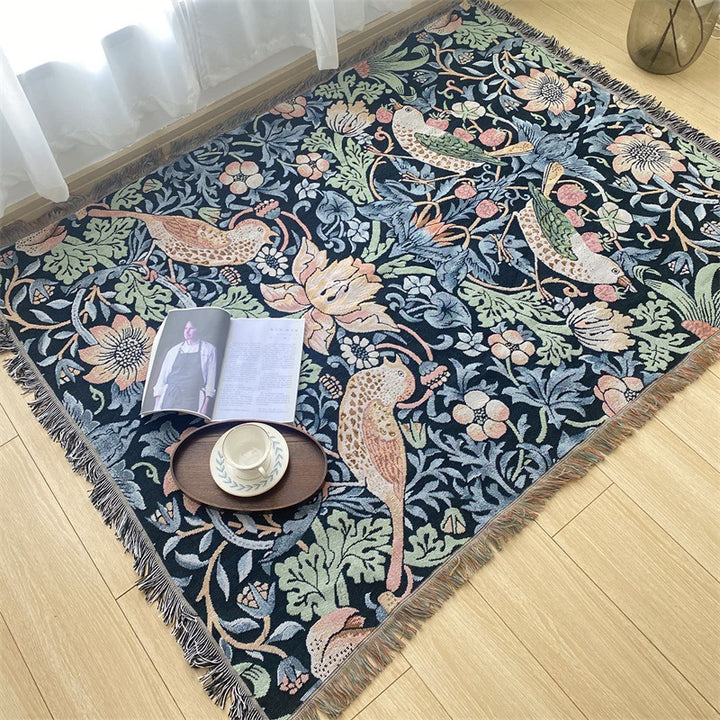 Ornate Floral Tapestry Throw Blanket