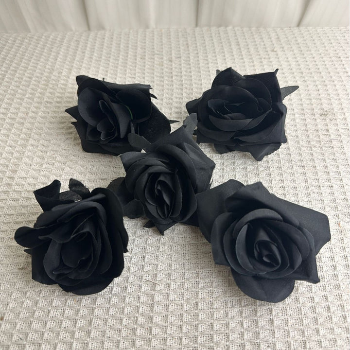 Set of delicate fabric rose hair clips for bridal and festive hairstyles