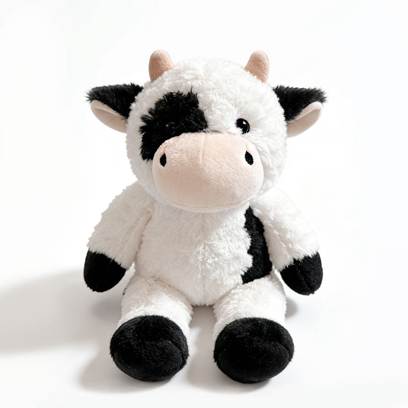 Plush Cow Cuddle Companion with Soft Faux-Fur, Embroidered Face & Huggable Snout Kalsten
