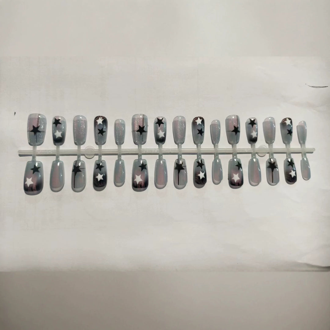 Artistic Star-Pattern Press-On Nail Set Kalsten