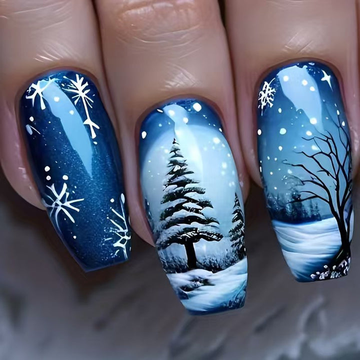Artistic Winter Scene Nail Art