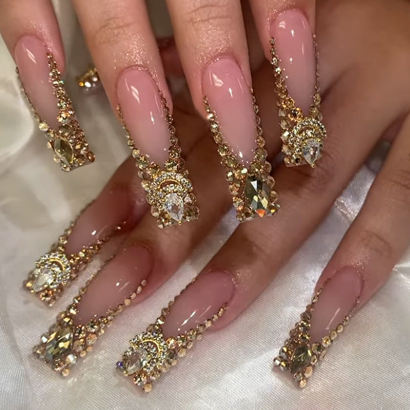Glamorous Rhinestone-Embellished Press-On Nail Set Kalsten