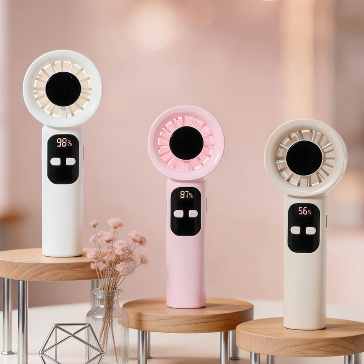 Ladies Portable Hand Fan with LCD Display and USB Connection Kalsten