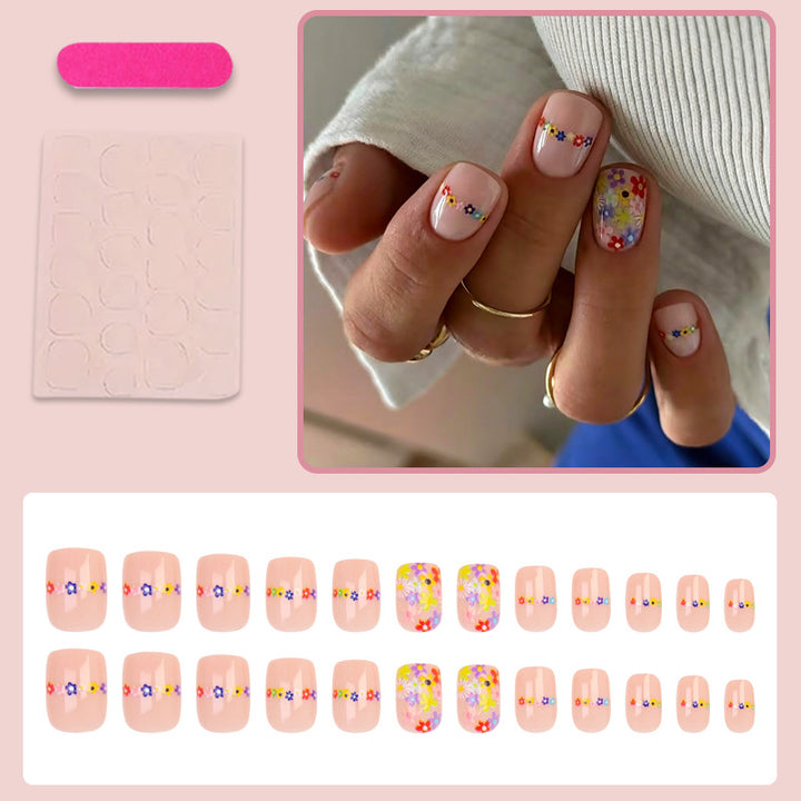 Artificial nail set with floral designs and high-quality embellishments Kalsten