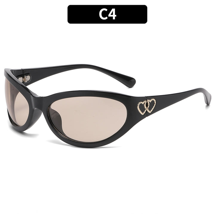 Elegant Heart-Accent Cat-Eye Sunglasses