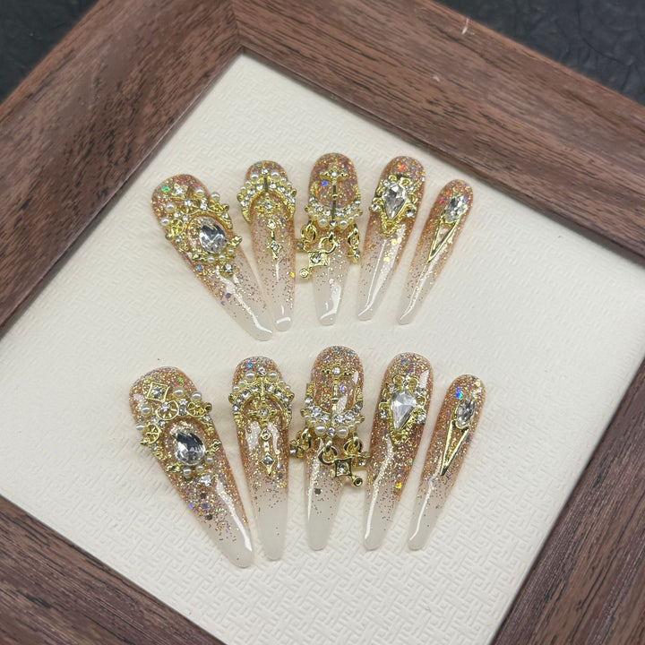 Glittering Decorative Press-On Nail Art Set