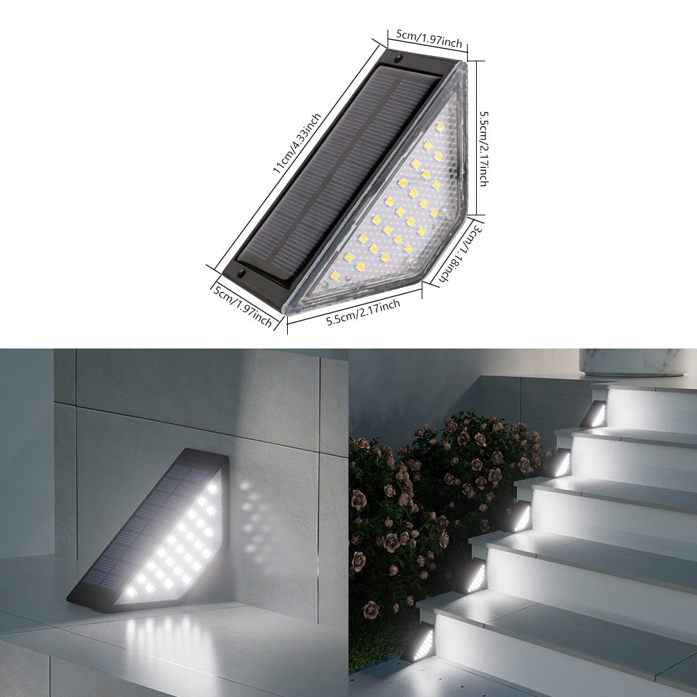 Triangular Solar LED Corner Step Light With High-Efficiency Photovoltaic Panel And Waterproof Housing Kalsten
