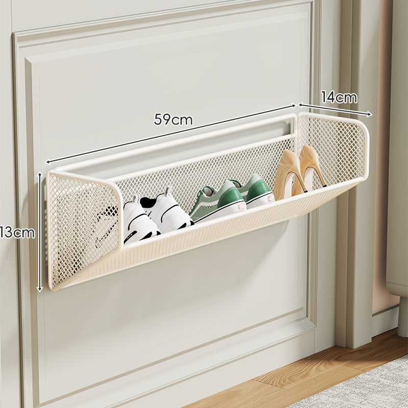 Wall-Mounted Slim Drop-Down Mesh Shoe Shelf Rack
