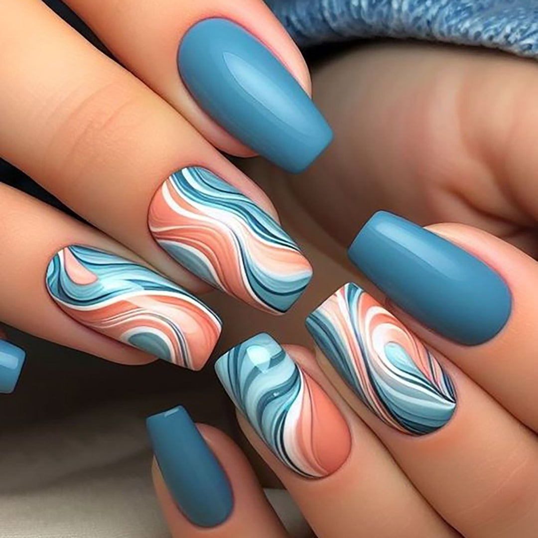 Marble-Effect Press-On Nail Set Kalsten