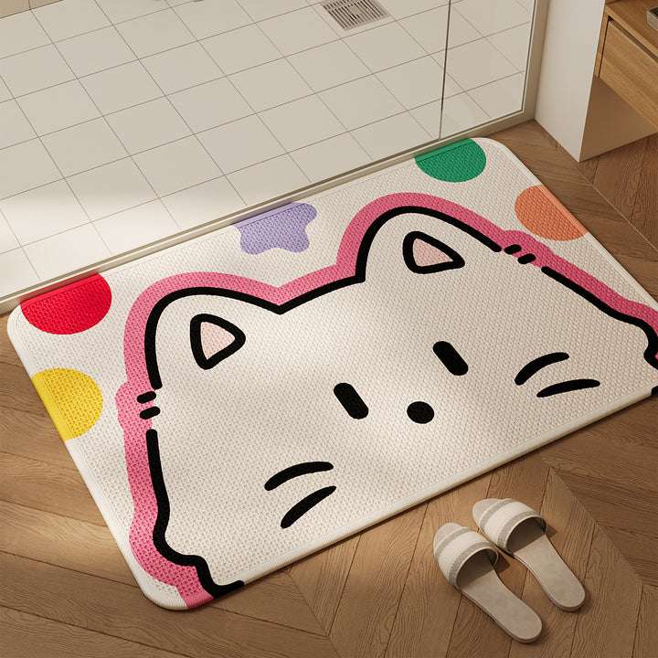 Decorative Cat-Themed Bath Mat Kalsten