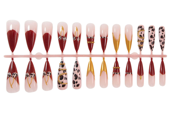 Acrylic nail set with elegant leopard and glitter accents Kalsten