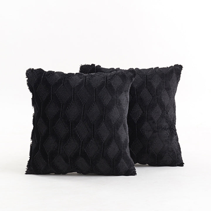 Textured Knit Diamond Tufted Square Throw Pillow Cover with Frayed Edge