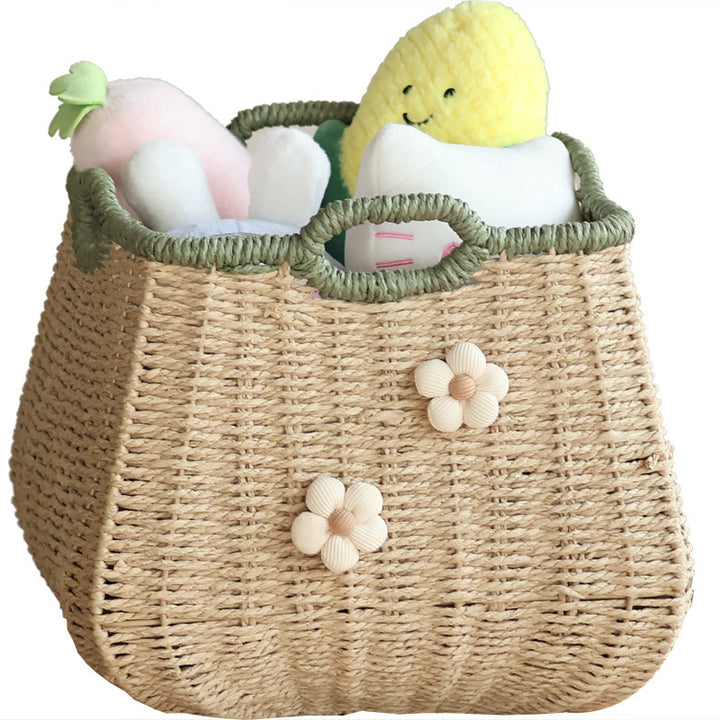 Handcrafted basket with flower appliqué Kalsten
