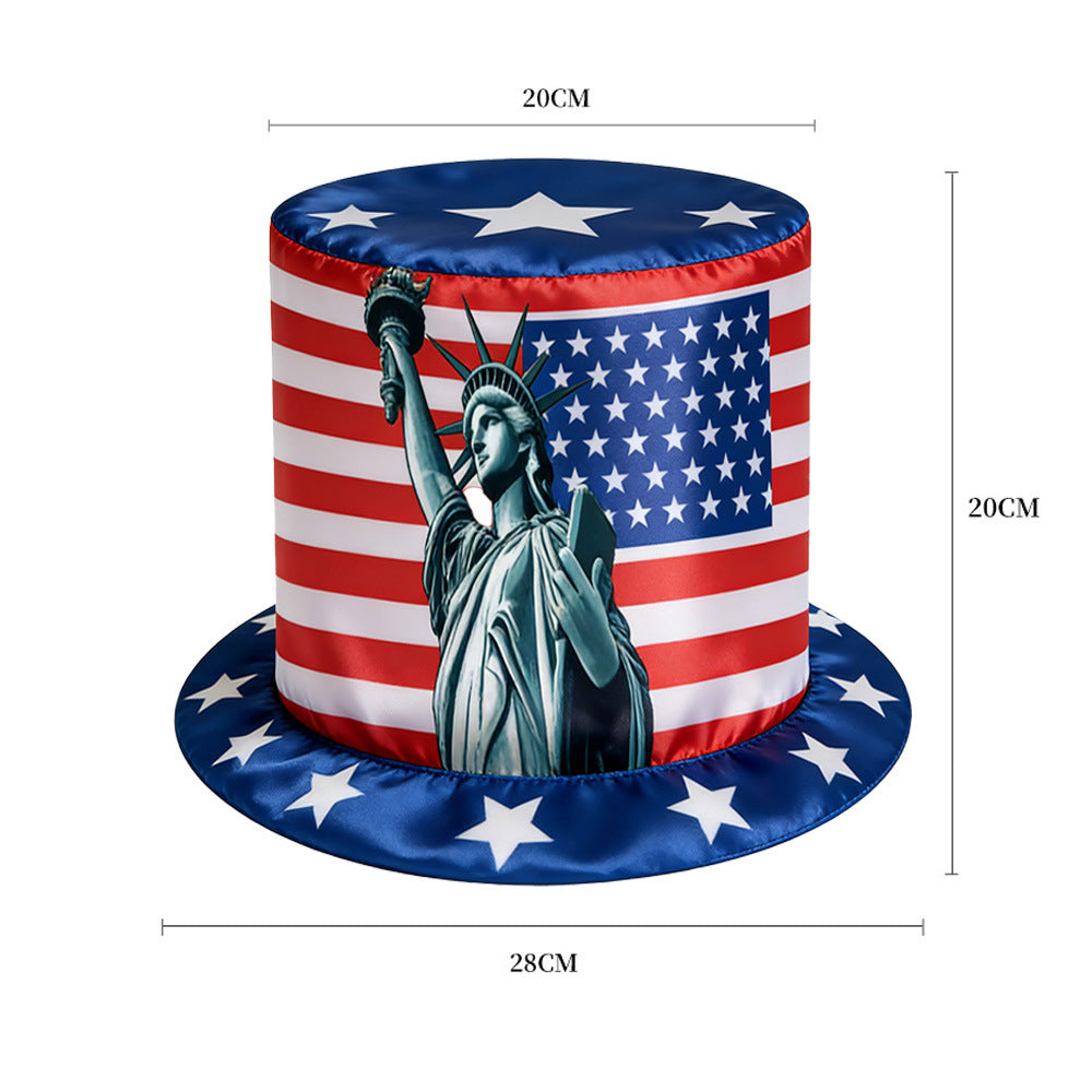 Women's nan Patriotic oversized novelty top hat with foam core and adjustable inner band Kalsten