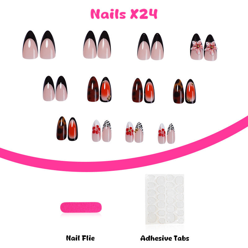 Artificial nail set with floral and creative decorations Kalsten