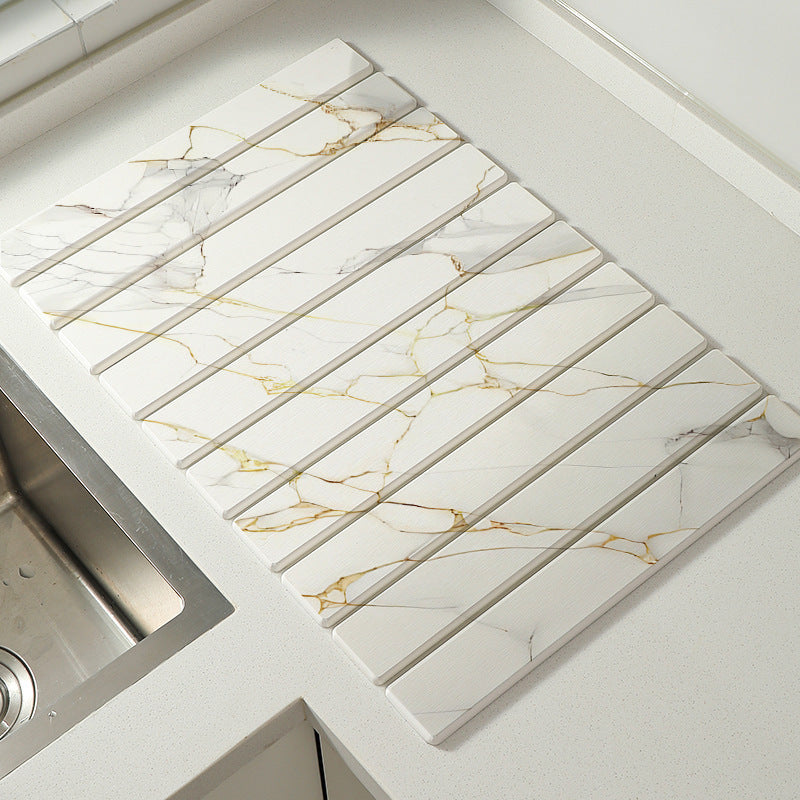 Decorative Marble Striped Kitchen Drying Mat