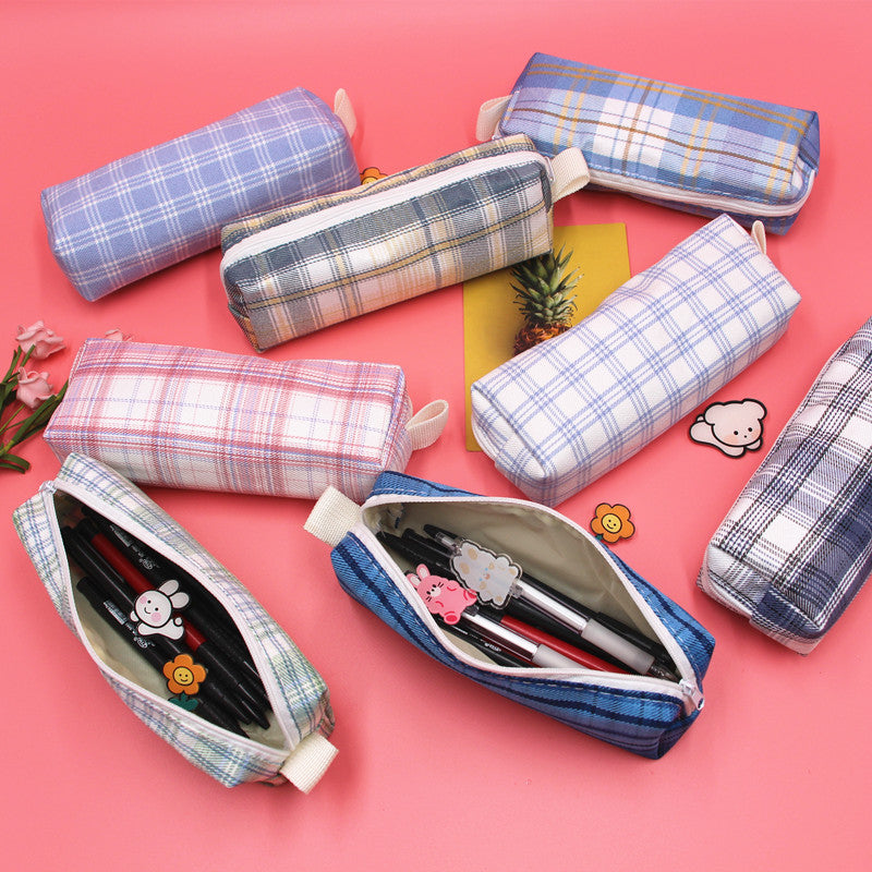 Textured Plaid Pencil Case Kalsten