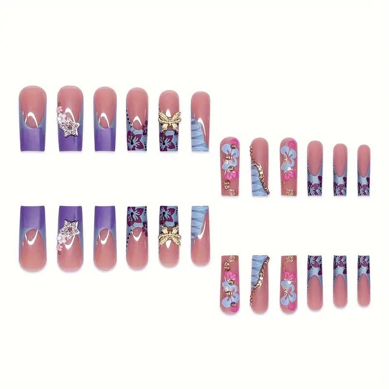 Artistic Decorative Floral Press-On Nail Extensions Kalsten