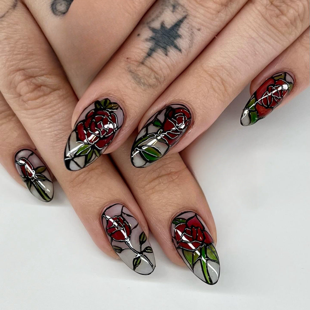 Elegantly designed artificial nails with floral pattern Kalsten