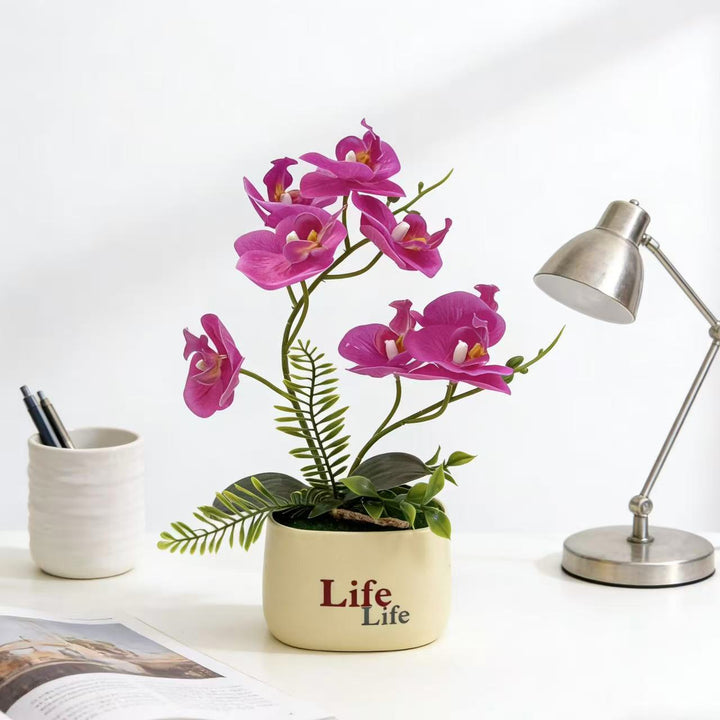 Decorative Faux Orchid Plant Arrangement