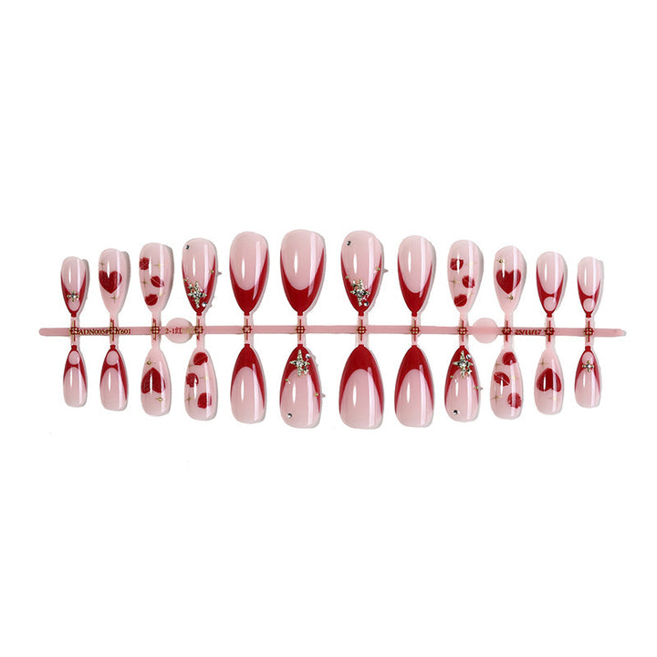 Artificial nail set with romantic accents and glitter details Kalsten