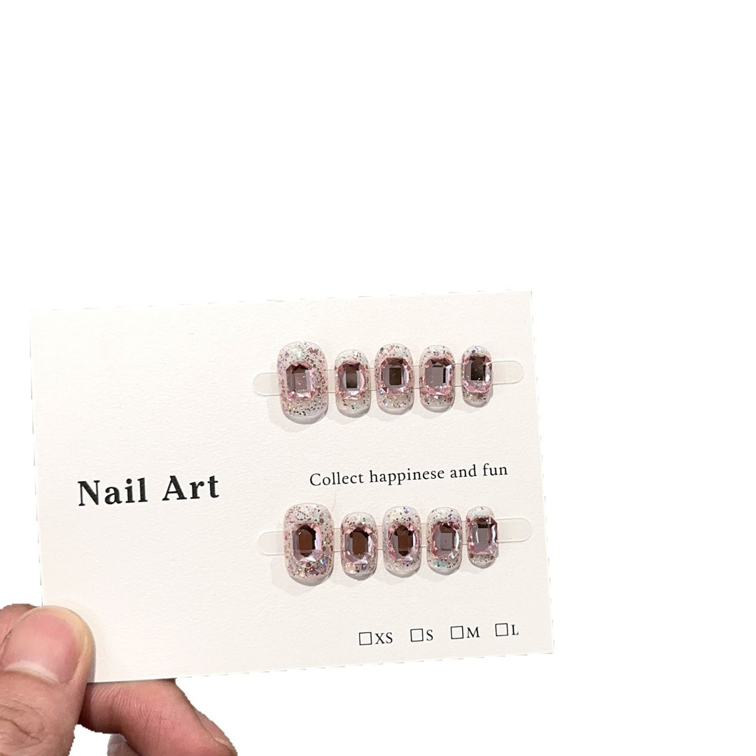 Decorative Press-On Nail Art Set with Glittering Accents