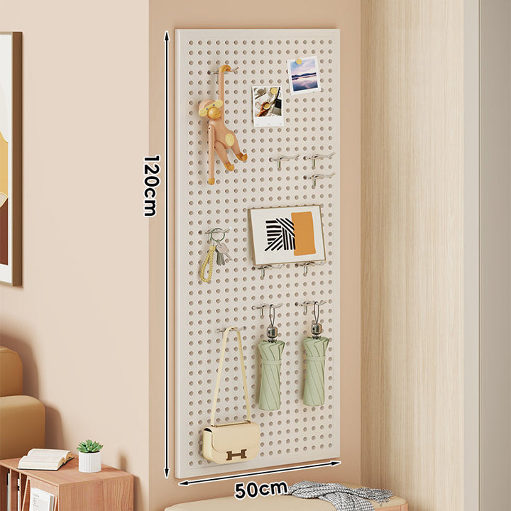 Wall-Mounted Perforated Pegboard Organizer Panel with Modular Hooks