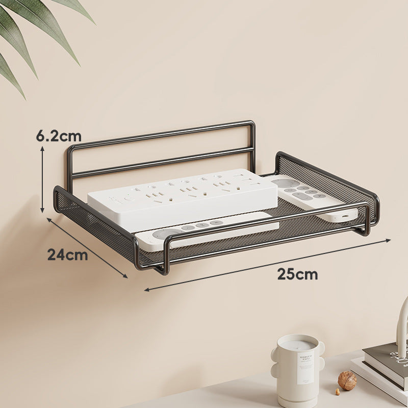 Wall-Mounted Two-Tier Ventilated Mesh Router and Power Strip Organizer