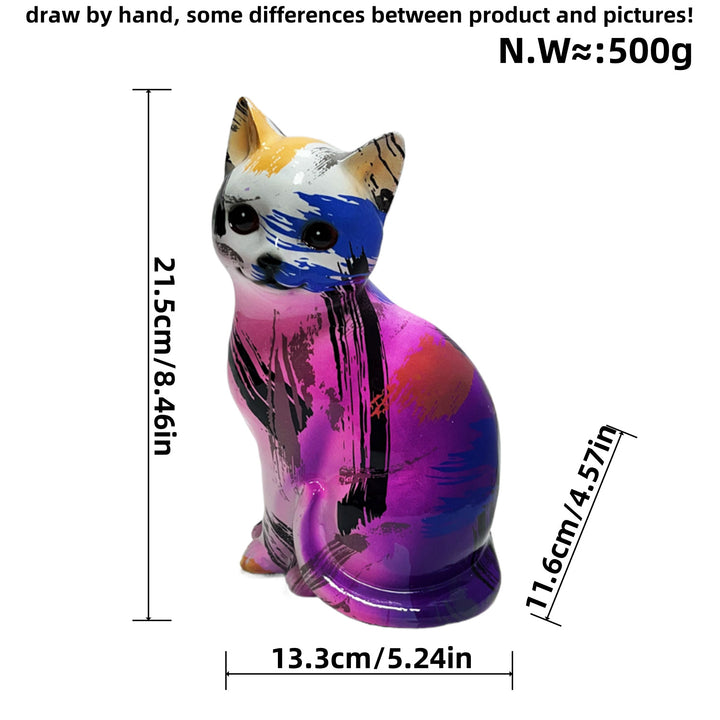 Artistic cat figurine in vibrant design Kalsten
