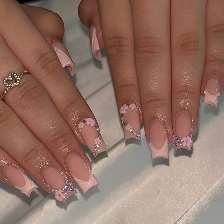 Elegant Floral Acrylic Press-On Nail Set Kalsten