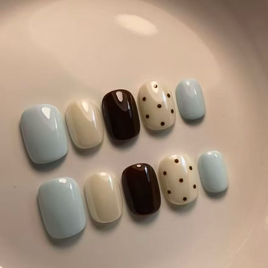Artistic Coffee-Inspired Press-On Nail Art Set Kalsten