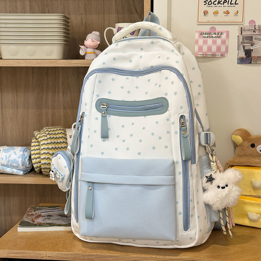 Backpack with Charming Star Applications and Practical Compartments Kalsten