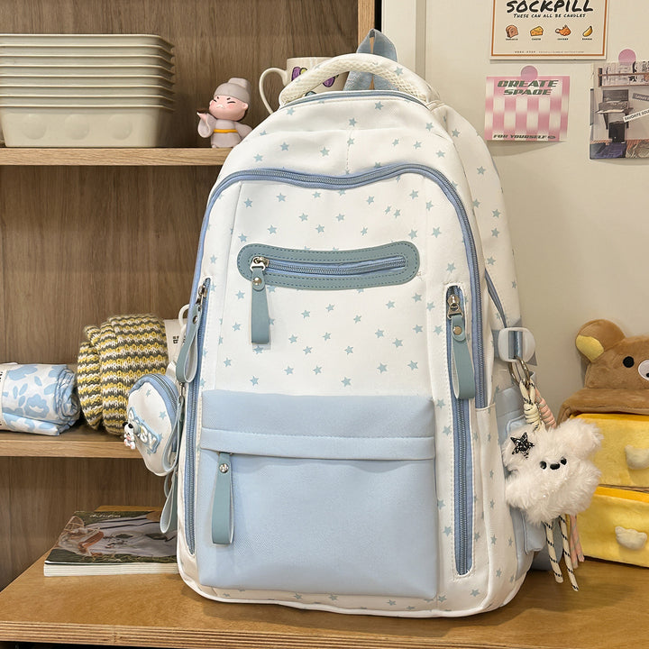Backpack with Charming Star Applications and Practical Compartments Kalsten
