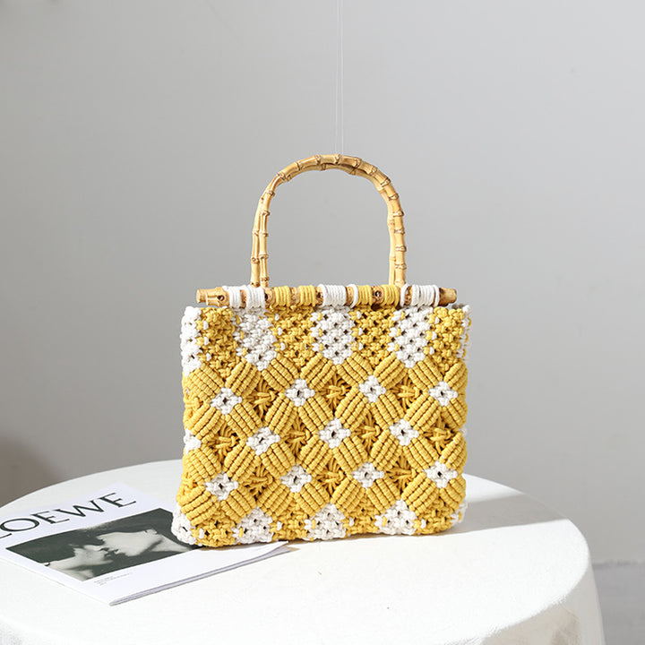 Stylish, Braided Handbag with Unique Checkered Pattern Kalsten
