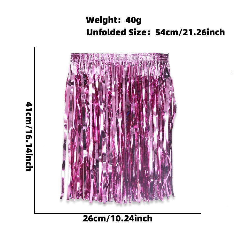 Women's nan metallic foil fringe hula skirt with elastic waistband party costume Kalsten