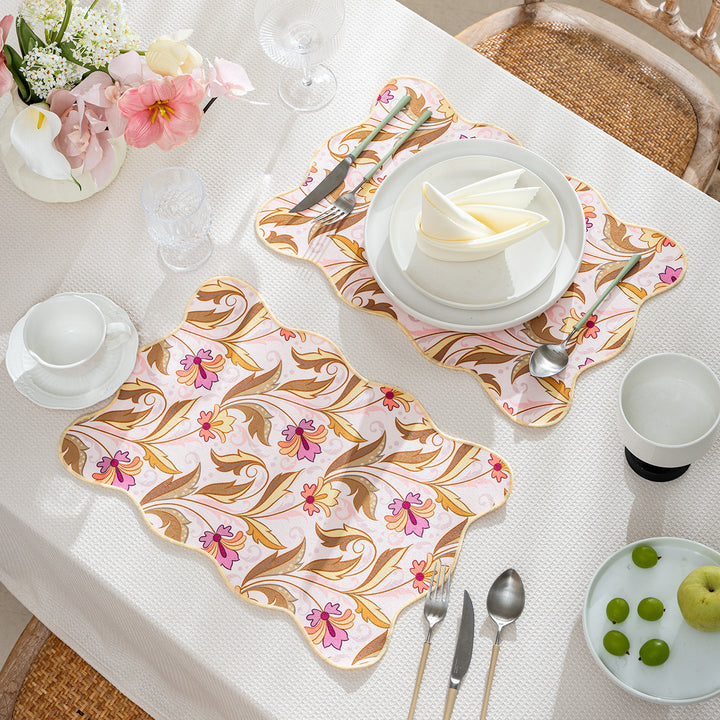 Decorative wavy table set with pomegranate and parrot motif Kalsten