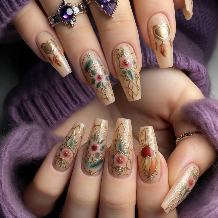 Creative artificial nails with floral and romantic design Kalsten