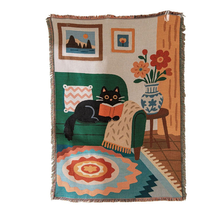 Artistic Cat-Themed Tapestry Blanket