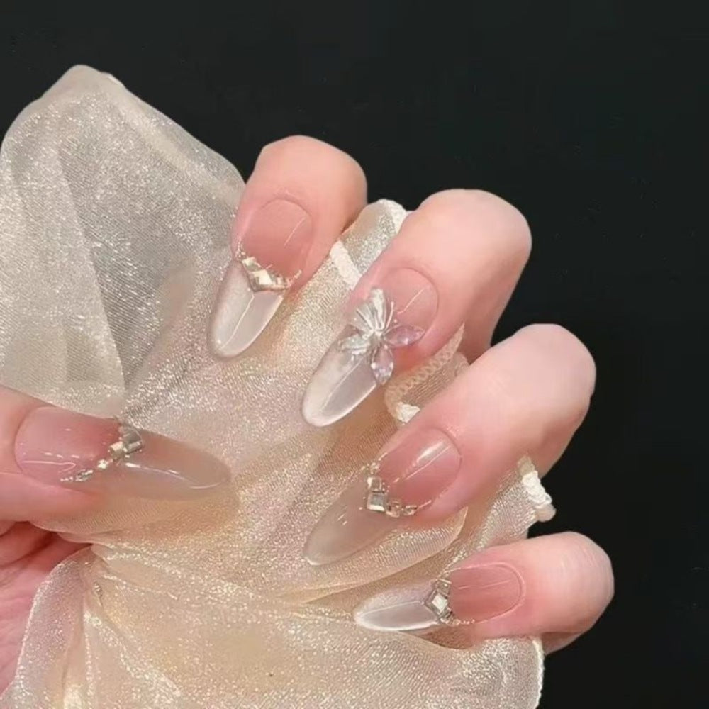 Decorative Press-On Nail Set with Floral Accents Kalsten