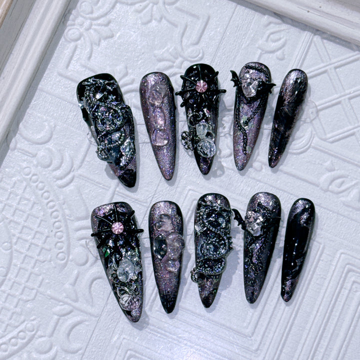 Gothic-Inspired Decorative Spider Nail Art Set