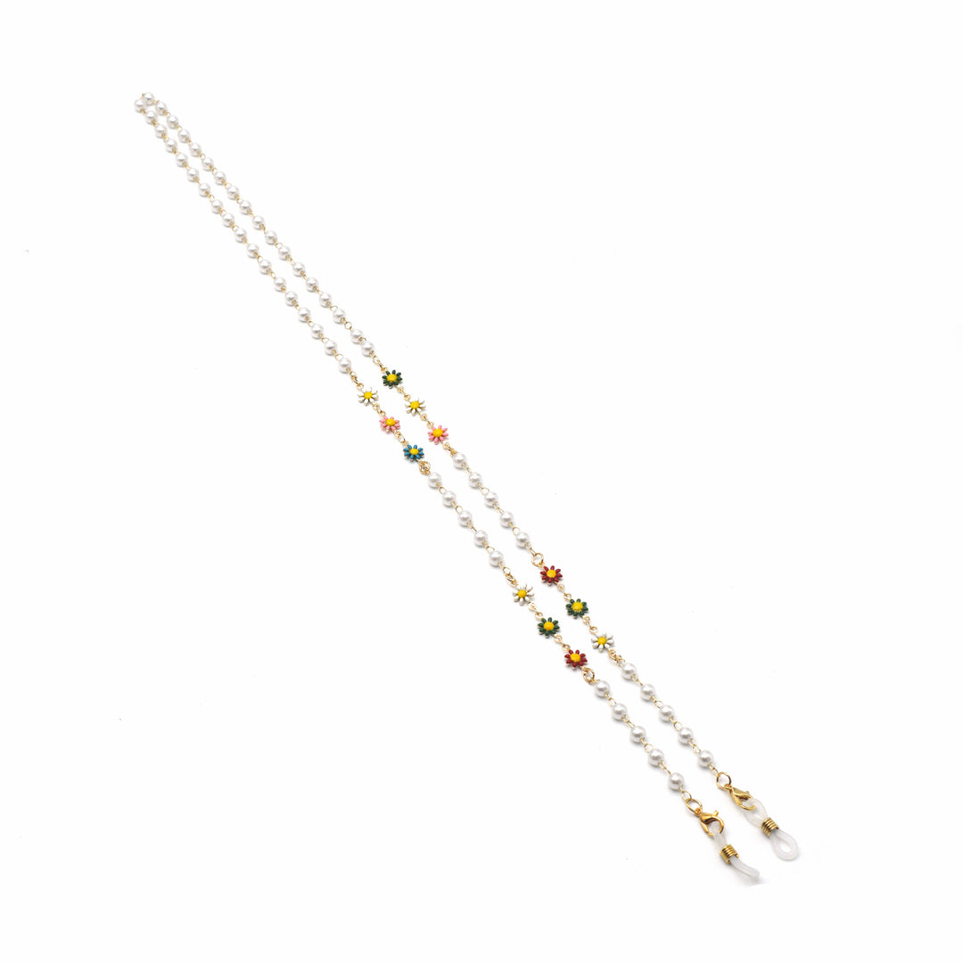 Elegant Pearl and Colorful Gemstone Eyewear Chain Kalsten