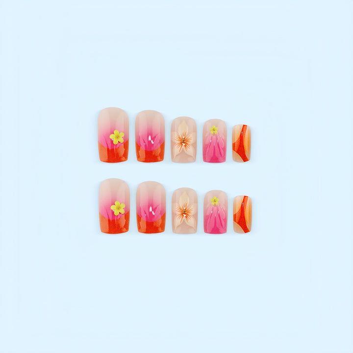 Creative Nail Art Set with Floral and Ombre Designs Kalsten