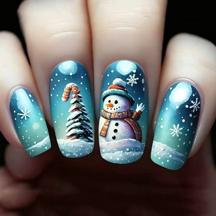 Creative Winter Art Nails with Festive Snowman Design Kalsten