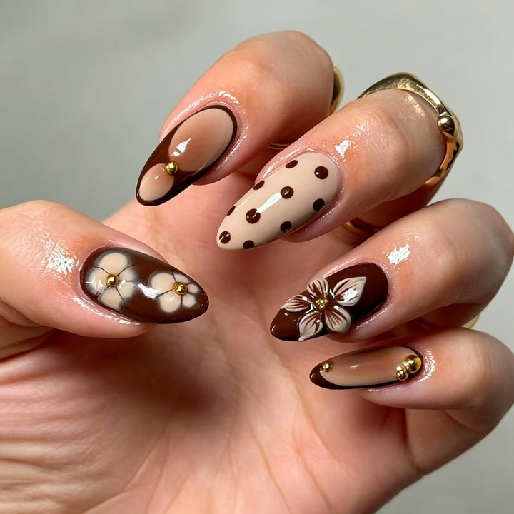 Elegant Floral-Inspired Stiletto Press-On Nail Art Set Kalsten