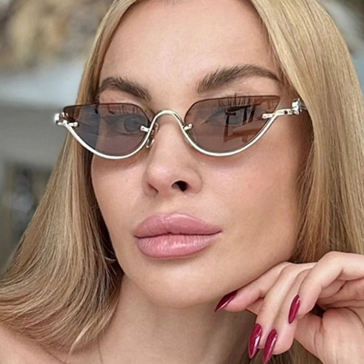 Ladies Cat-Eye Sunglasses with Gold-Colored Metal Frame and UV Protection Kalsten