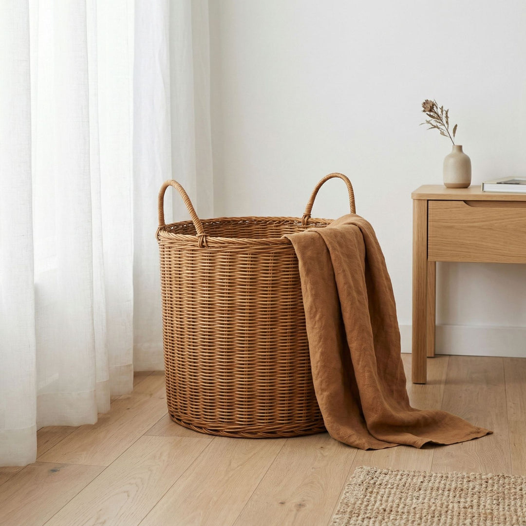 Handmade storage basket made of natural wicker Kalsten