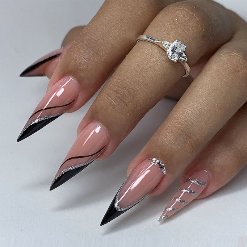 Glamorous Glittery Stiletto Press-On Nails Kalsten