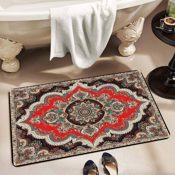 Vintage Floral Design Bath Mat Kalsten