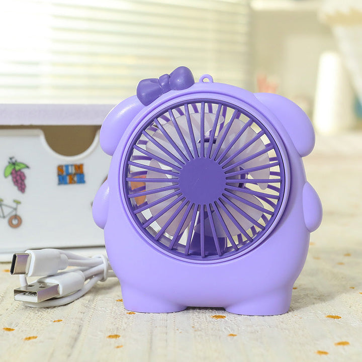Women's Portable Mini Hand Fan with Animal Ears and USB Charging Function Kalsten