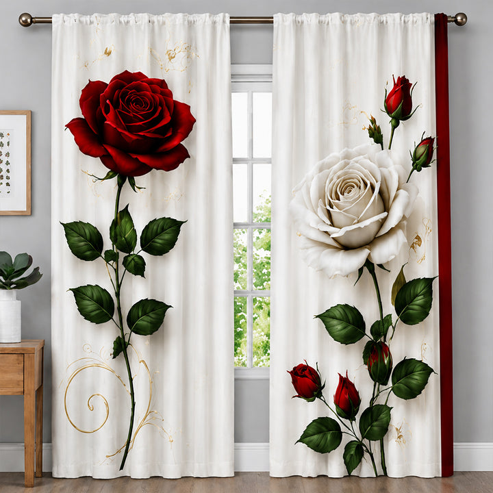 Floral Patterned Window Curtains